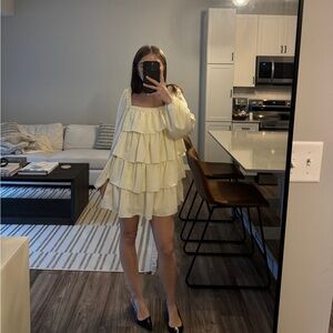 We wore what Cream Flutter Dress